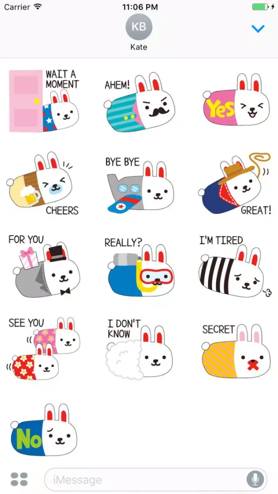 Скриншоты Lovely Bunny Wearing Custome English Sticker