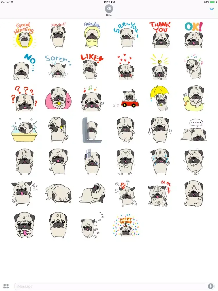 ภาพหน้าจอของ Snoopy The Cute PUG Stickers iPad 
