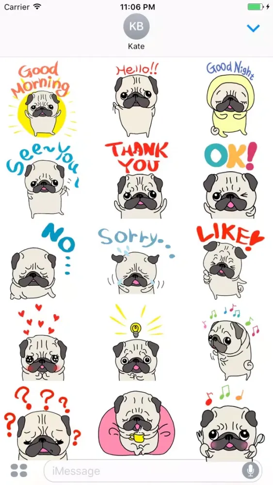 ภาพหน้าจอของ Snoopy The Cute PUG Stickers