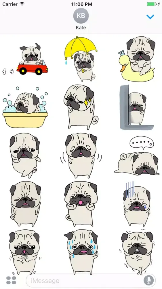 ภาพหน้าจอของ Snoopy The Cute PUG Stickers