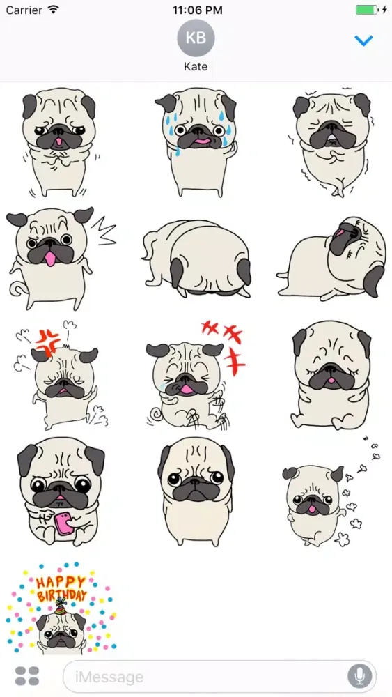 ภาพหน้าจอของ Snoopy The Cute PUG Stickers
