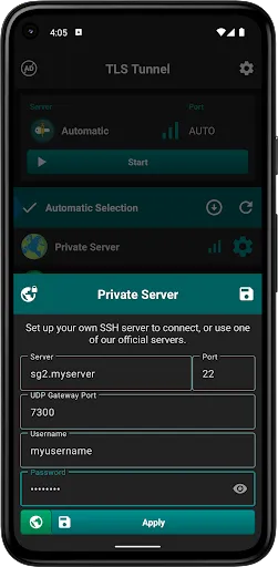ภาพหน้าจอของ TLS Tunnel - Unlimited VPN