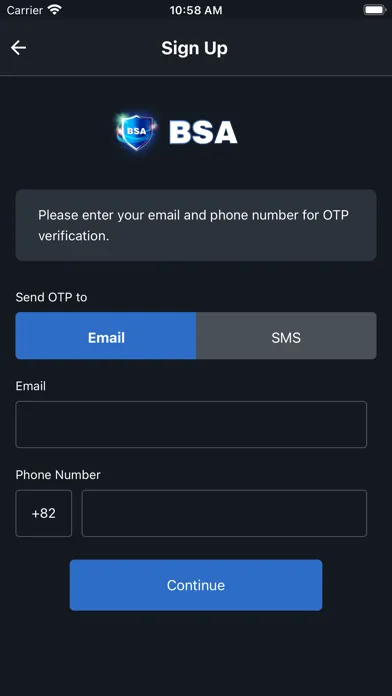 BSA Auth Screenshots