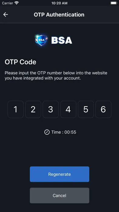BSA Auth Screenshots