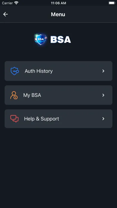 BSA Auth Screenshots
