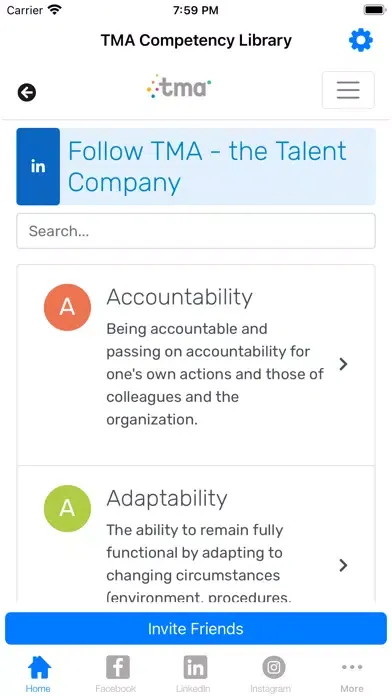 Screenshot di TMA Competency Library