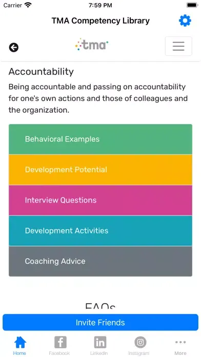 Screenshot di TMA Competency Library