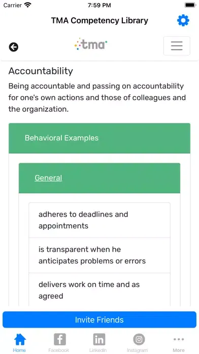 Screenshot di TMA Competency Library