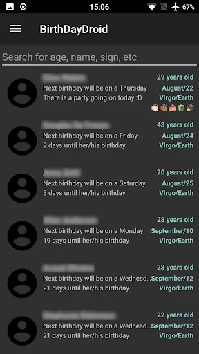 Birthdays - BirthDayDroid Screenshots