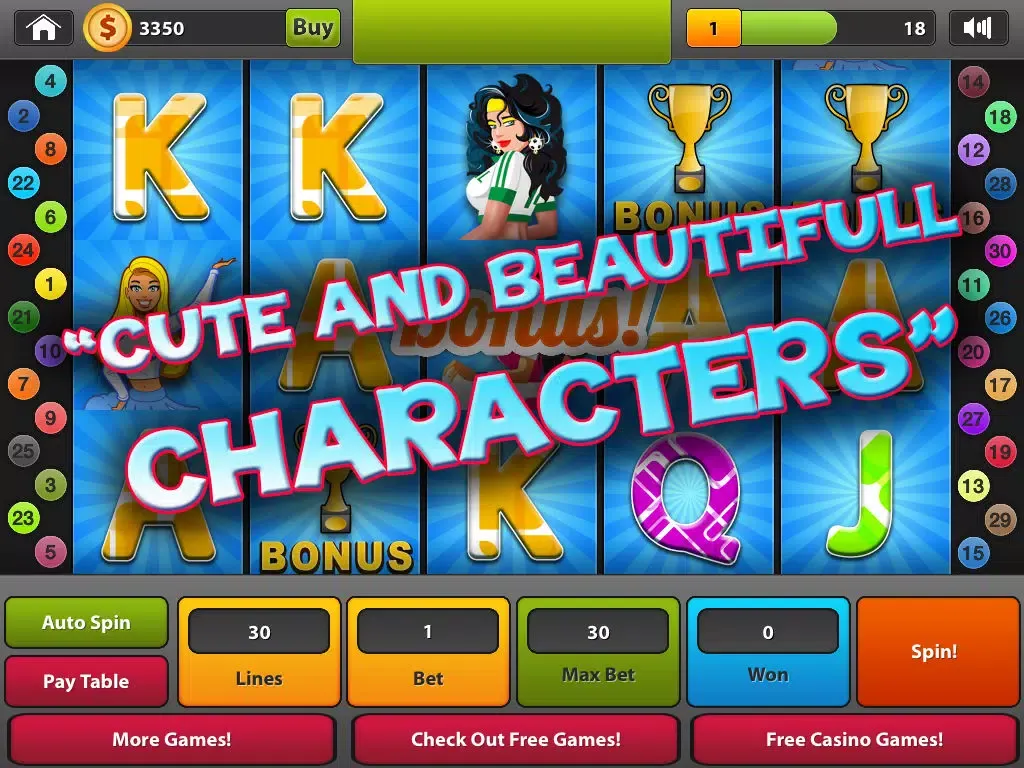 Tangkapan skrin "Cheer Girls Slots of Fun: Supreme Ultra Bonanza 5 reel Slot Machine with Incredible Layout Wins" iPad 