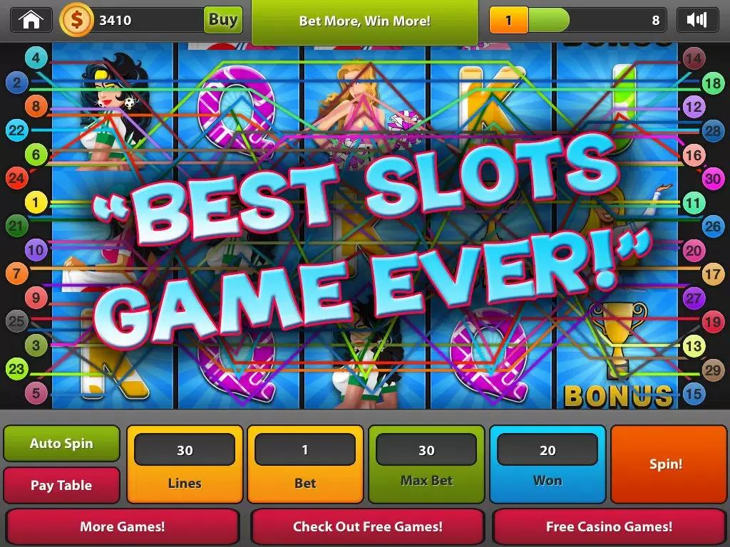 Tangkapan skrin "Cheer Girls Slots of Fun: Supreme Ultra Bonanza 5 reel Slot Machine with Incredible Layout Wins" iPad 