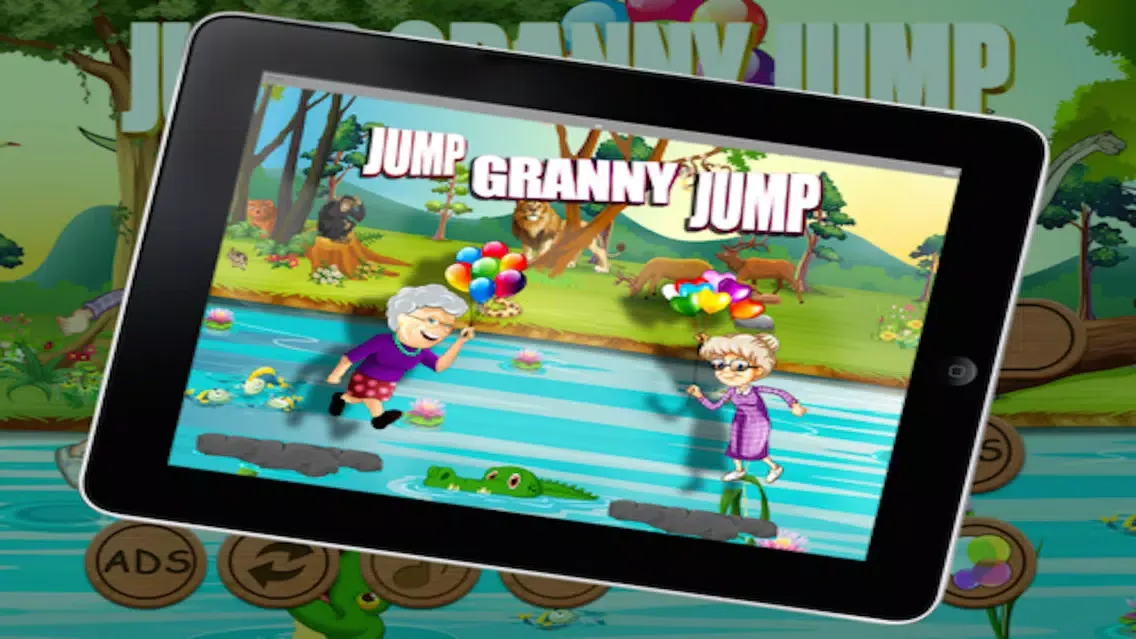 Tangkapan skrin Help Grandma Jump Through the River to Escape from the Crocodiles