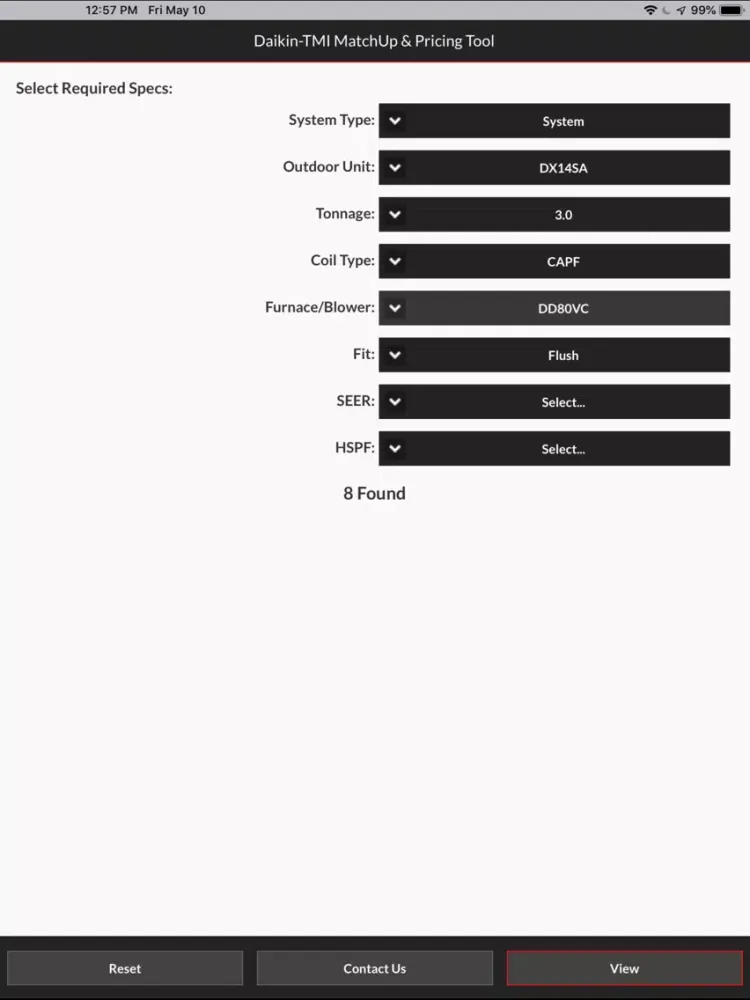 تصاویر Daikin Matchup & Pricing Tool iPad 