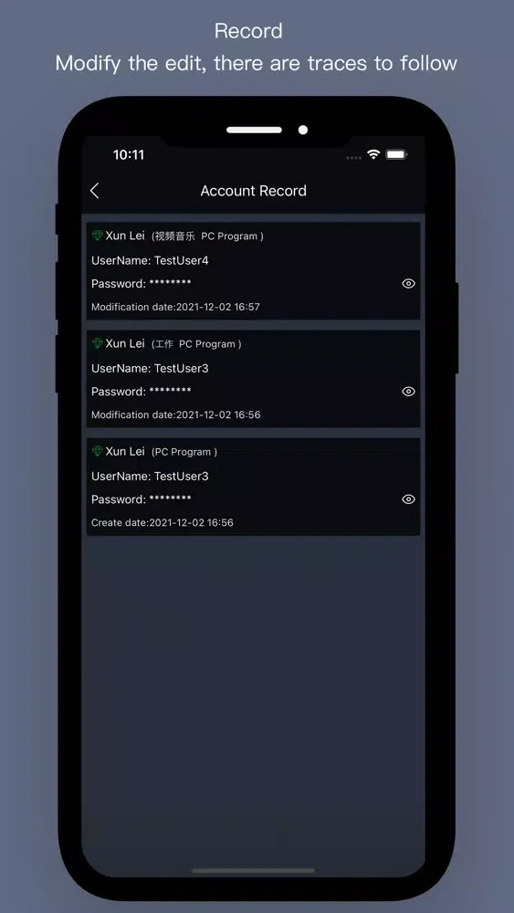 Tangkapan layar Account Manager-Password