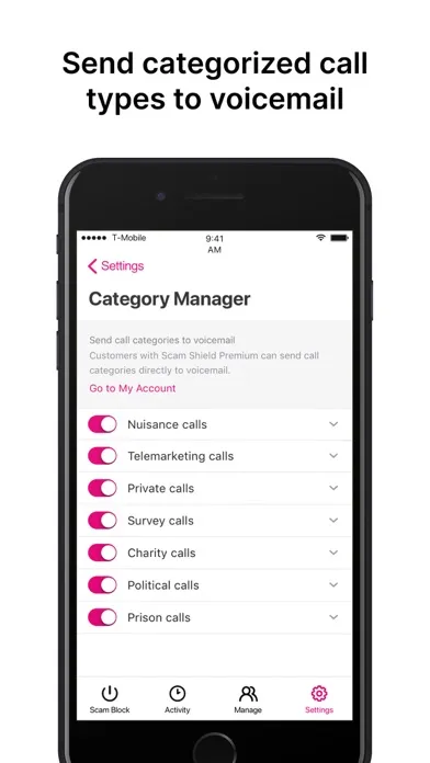 ภาพหน้าจอของ T-Mobile Scam Shield