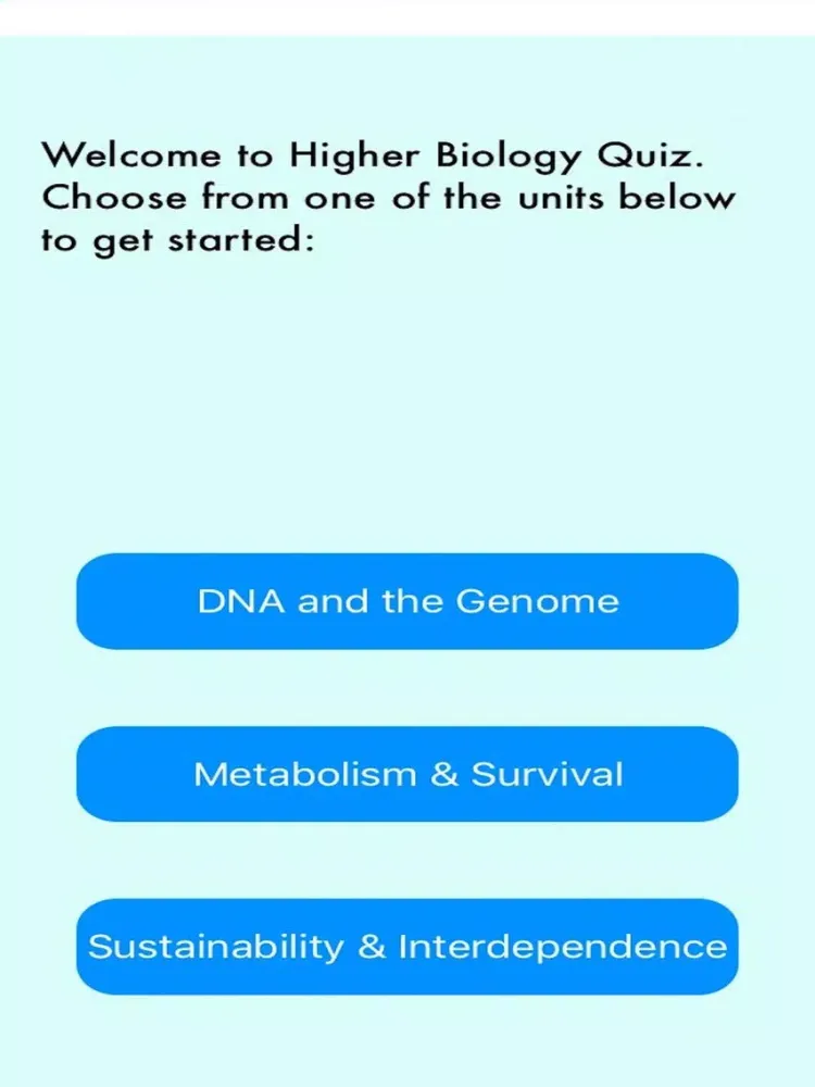 Ảnh chụp màn hình của Higher Biology Quiz iPad 