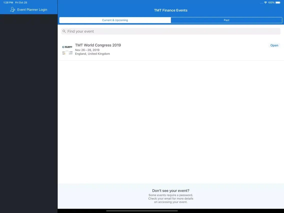 Ảnh chụp màn hình của TMT Finance Events iPad 