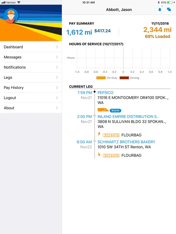 Ảnh chụp màn hình của TMW.Suite Go Driver iPad 