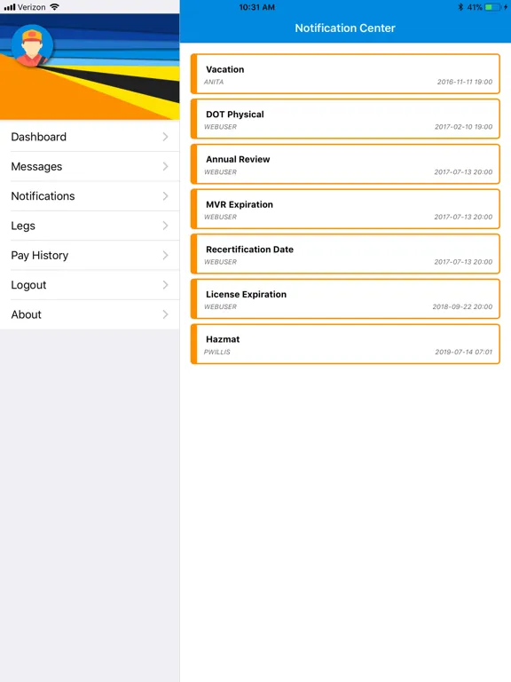 Ảnh chụp màn hình của TMW.Suite Go Driver iPad 