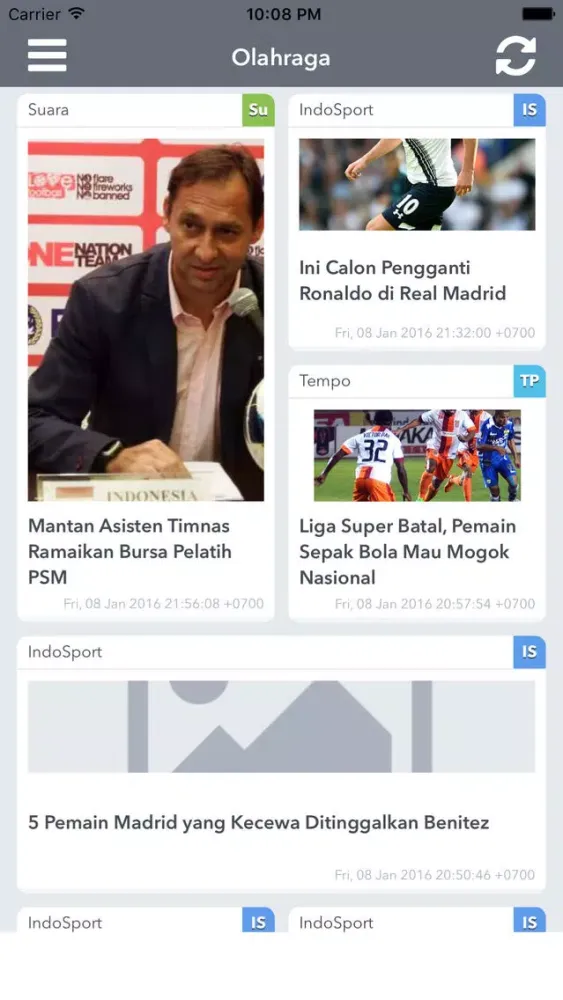 Tangkapan layar Berita Olahraga