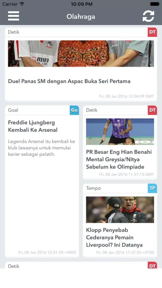 Tangkapan layar Berita Olahraga