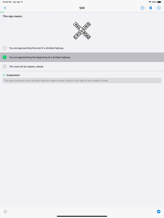 Tangkapan layar DMV Permit Practice Test ゜ iPad 