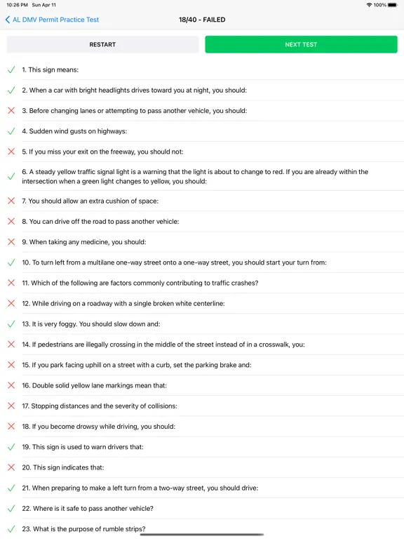 Tangkapan layar DMV Permit Practice Test ゜ iPad 
