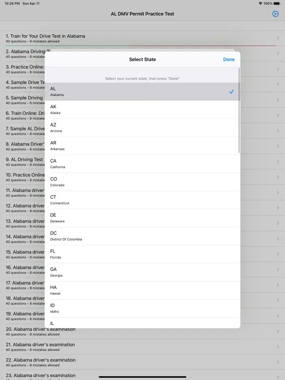 Tangkapan layar DMV Permit Practice Test ゜ iPad 