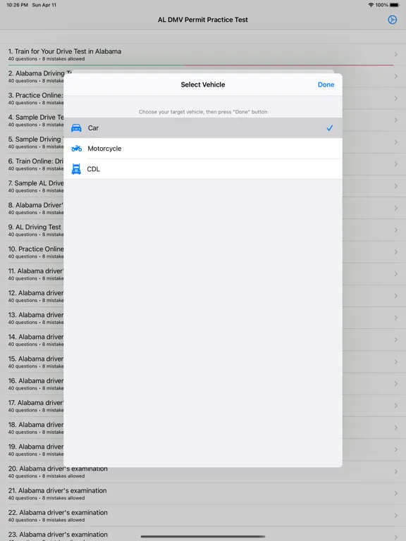 Tangkapan layar DMV Permit Practice Test ゜ iPad 