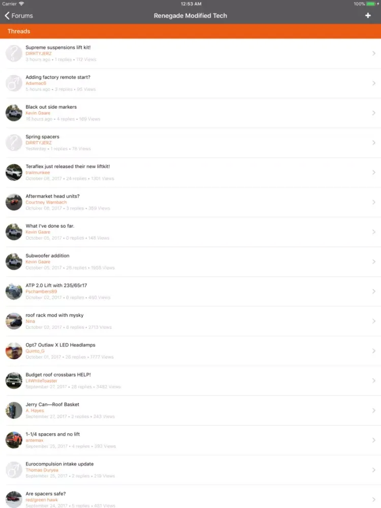 Capturas de tela do ToasterJeep : Renegade Forum iPad 