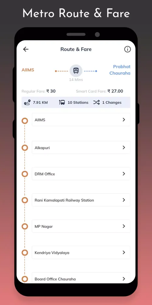 Bhopal Metro Route & Fare 스크린샷