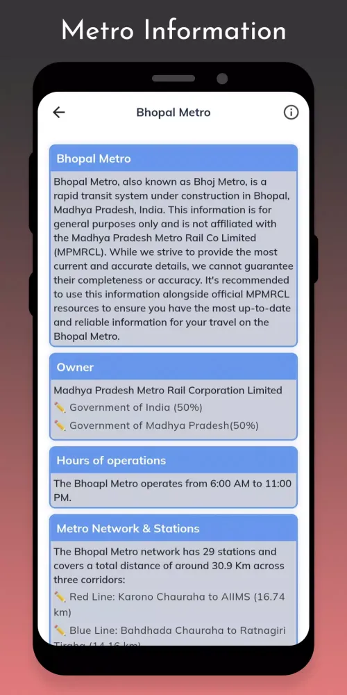 Bhopal Metro Route & Fare 스크린샷