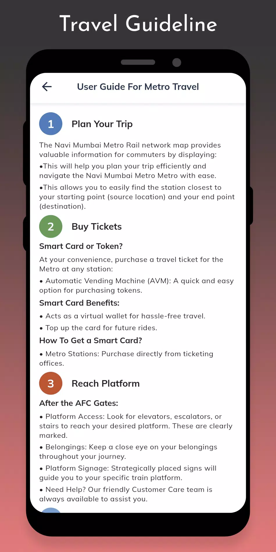 Navi Mumbai Metro Route Fare Screenshots