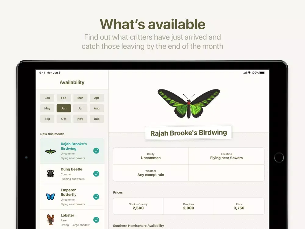 Tangkapan skrin CritterDex iPad 