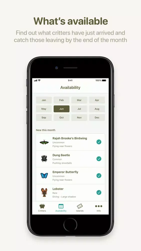 Tangkapan skrin CritterDex