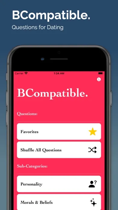 Capturas de tela do BCompatible. Dating Questions