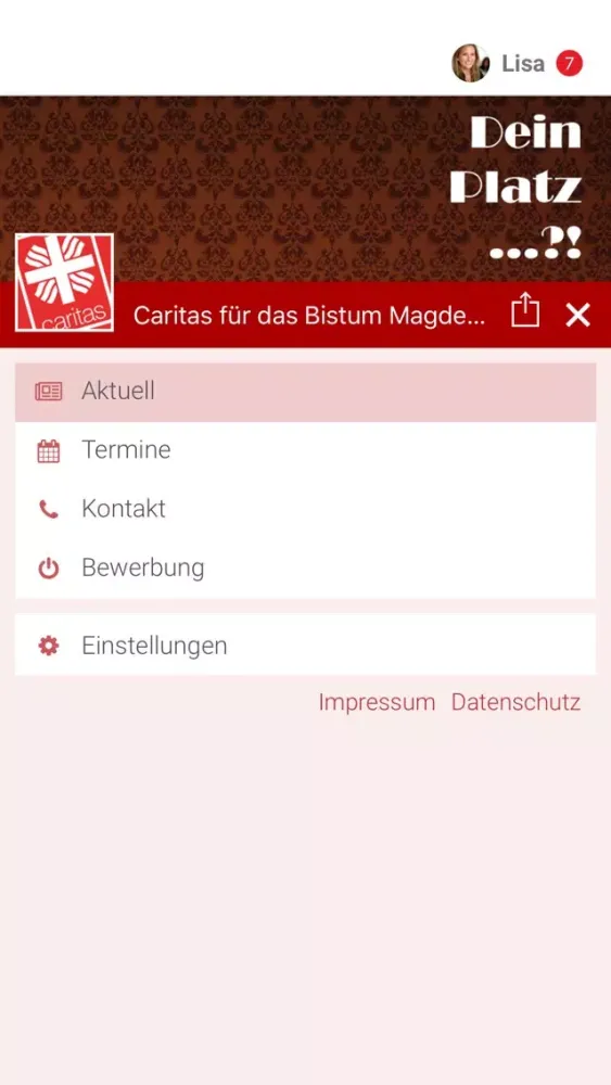 Screenshot di Caritas Freiwilligendienste MD