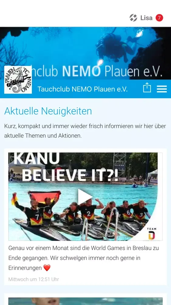 Tangkapan skrin Tauchclub NEMO Plauen e.V.