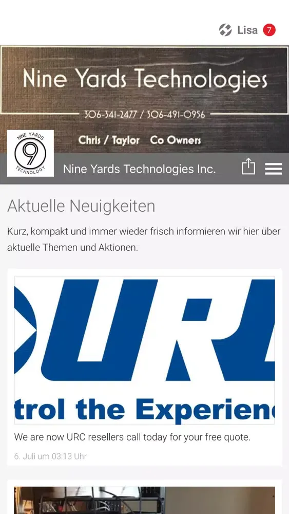 Tangkapan layar Nine Yards Technologies Inc.