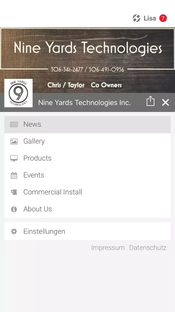 Tangkapan layar Nine Yards Technologies Inc.