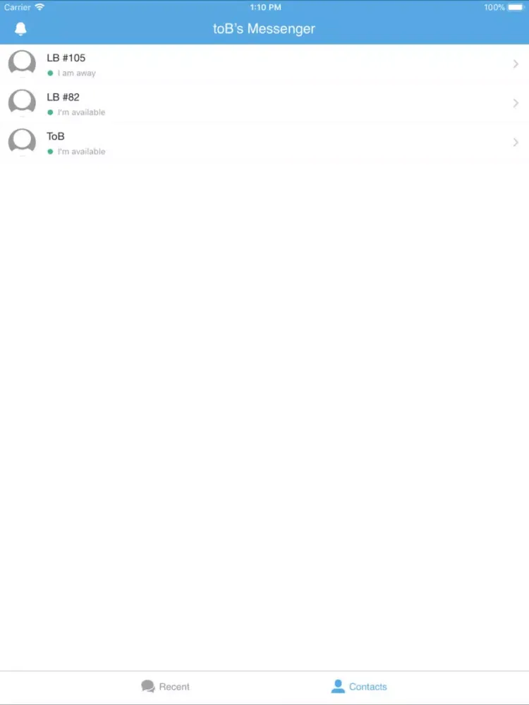 Zrzuty ekranu toB’s Messenger iPad 