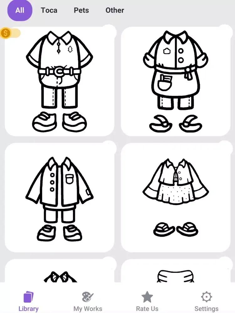 تصاویر Toca Coloring - Outfit Ideas iPad 