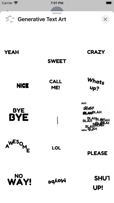 Screenshot di Generative Text Art