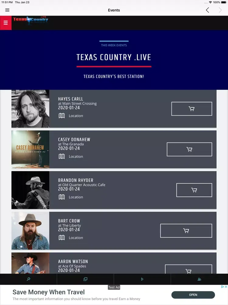 Ảnh chụp màn hình của Texas Country .Live iPad 