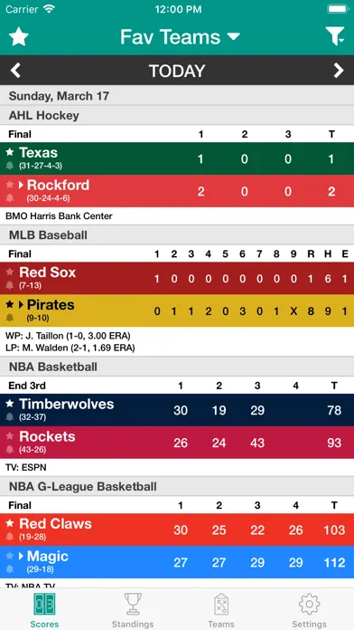 Sports Scores and Schedules Screenshots