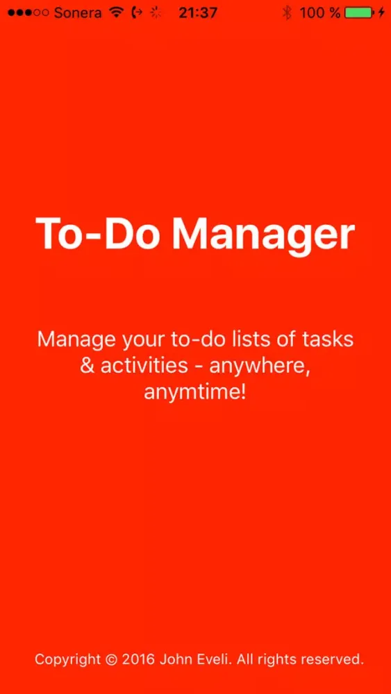 Capturas de tela do To-Do Manager