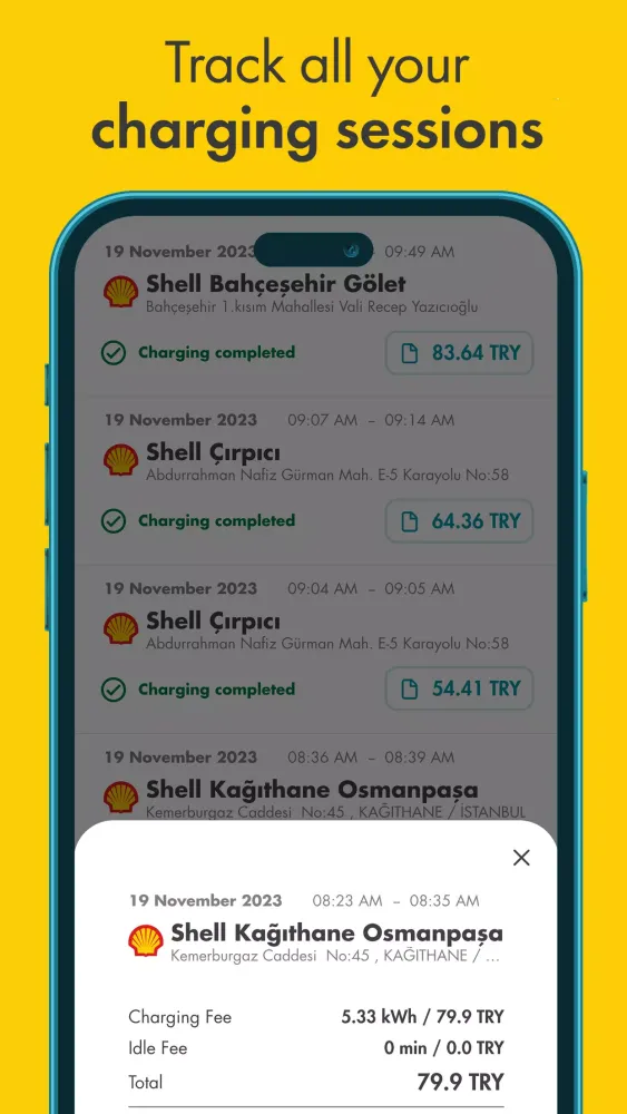 ภาพหน้าจอของ Shell Recharge Türkiye