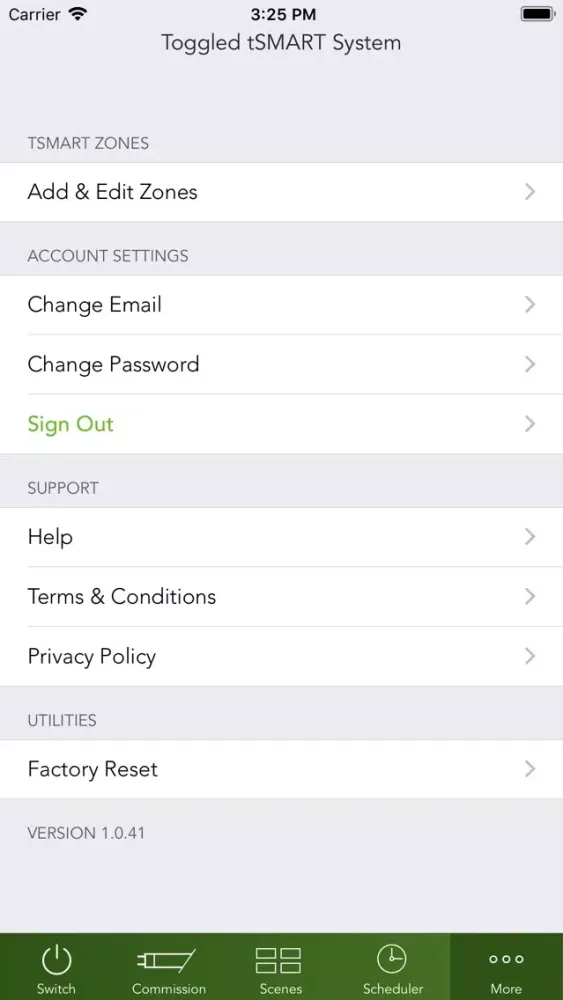 Tangkapan skrin toggled tSMART