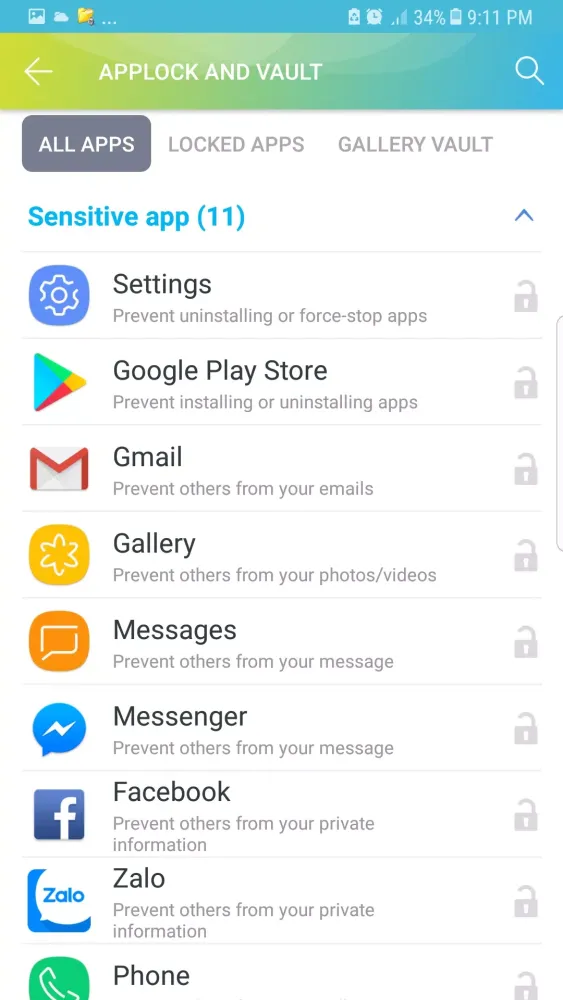 Captures d'écran de Applock - Vault