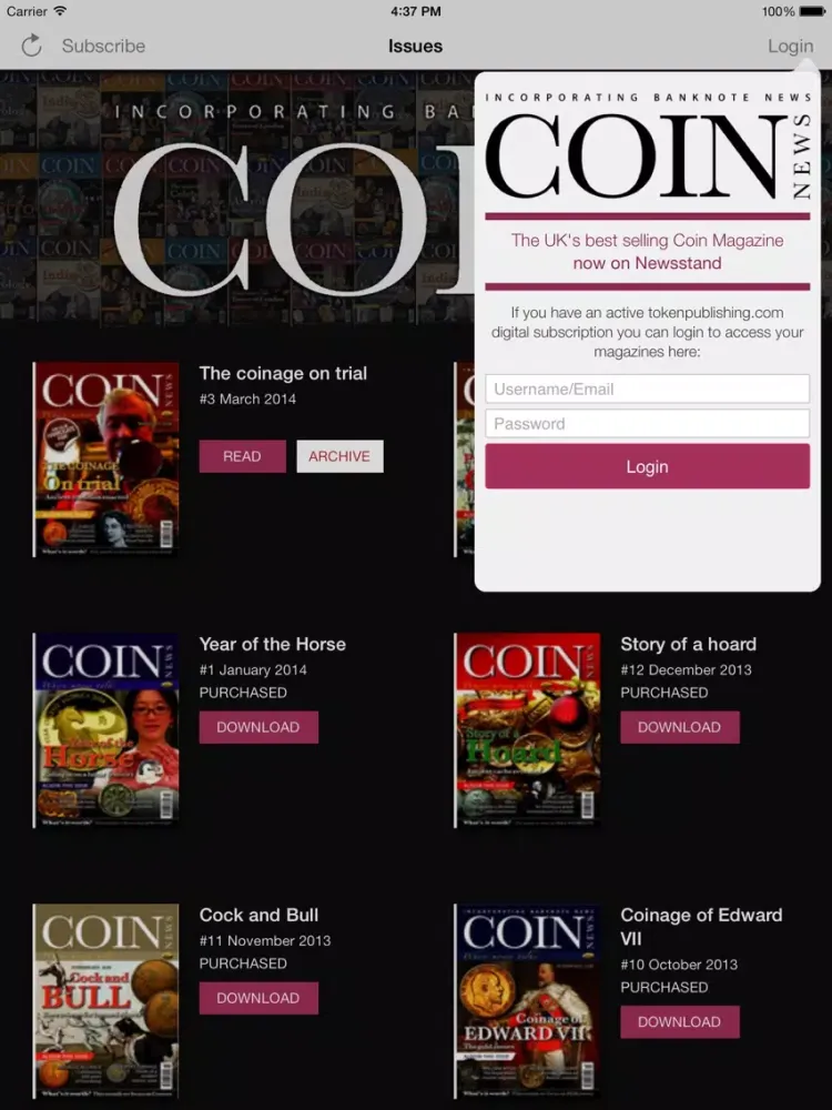 Screenshot di Token Publishing Coin News iPad 